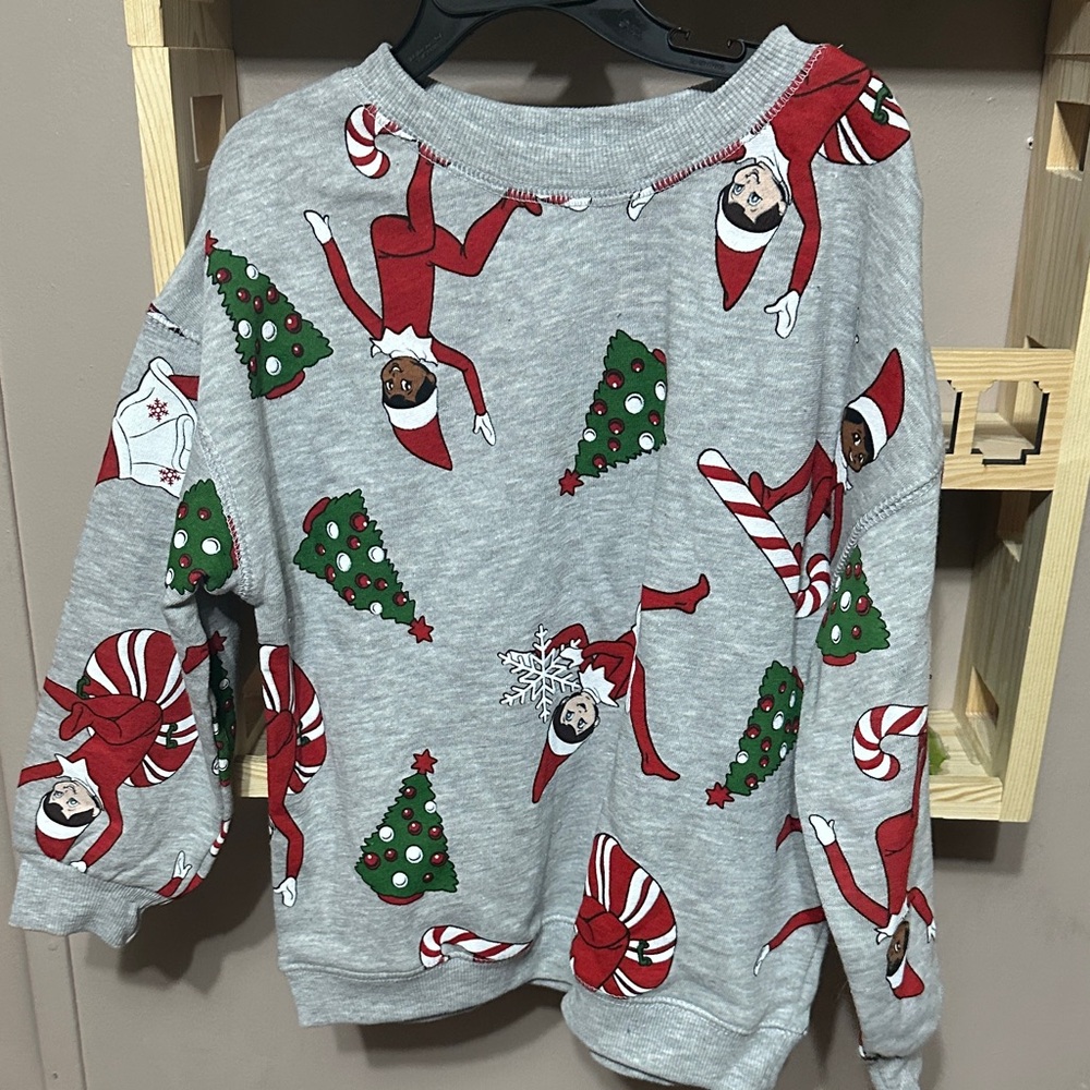 Festive Gray Kids Sweatshirt with Holiday Print